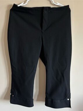 Zara Black Capri Pants with Snap-Cuff Detail NWOT